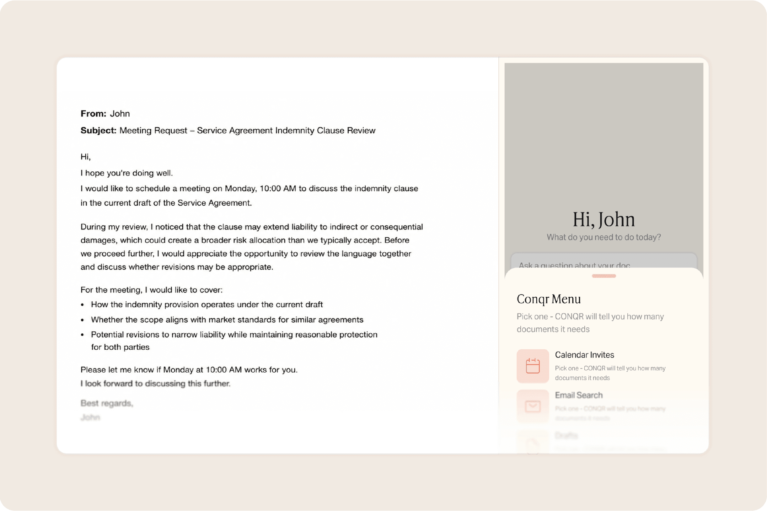 Outlook Add-in Search and Schedule Mockup